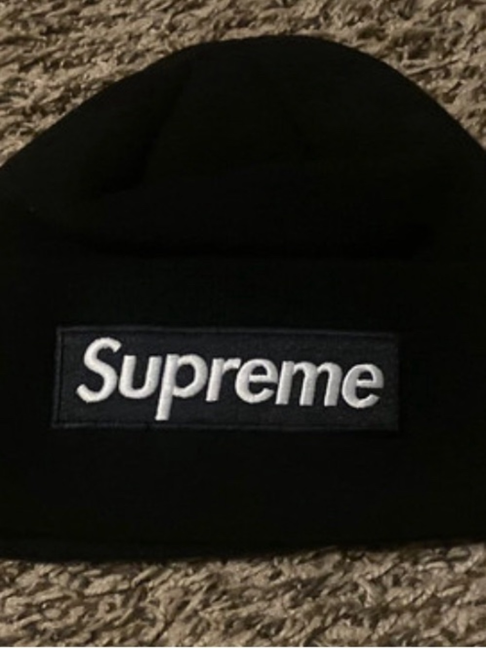 Black Beanie with White Embroidered Logo
